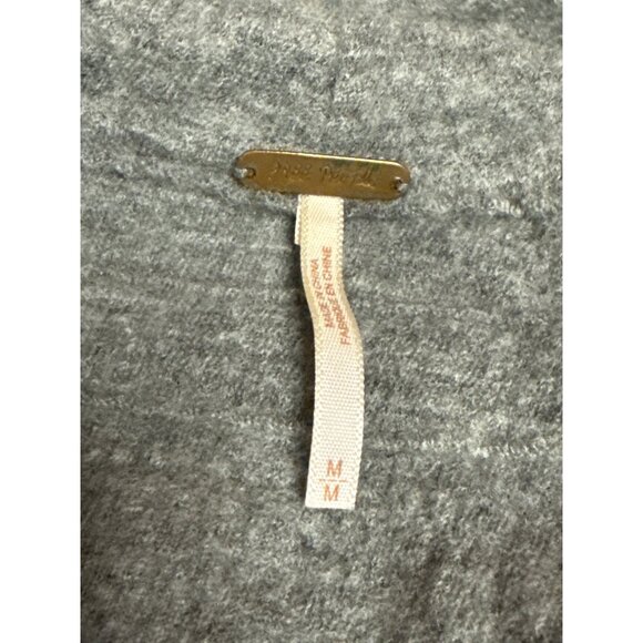 Free People Women's Sweater Hooded Cinch Front Wool Grey Cardigan Size Medium - Picture 10 of 12